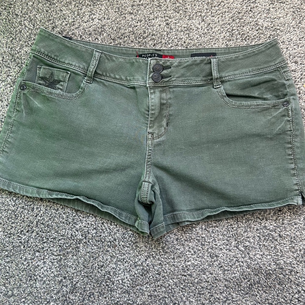 People's Liberation Dark Green Jean Shorts